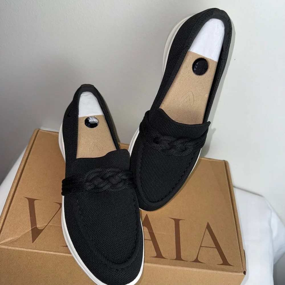 VIVAIA Loafers Knit Shoes Black Water Repellent Walker Pro Size US 8 EU 39‎